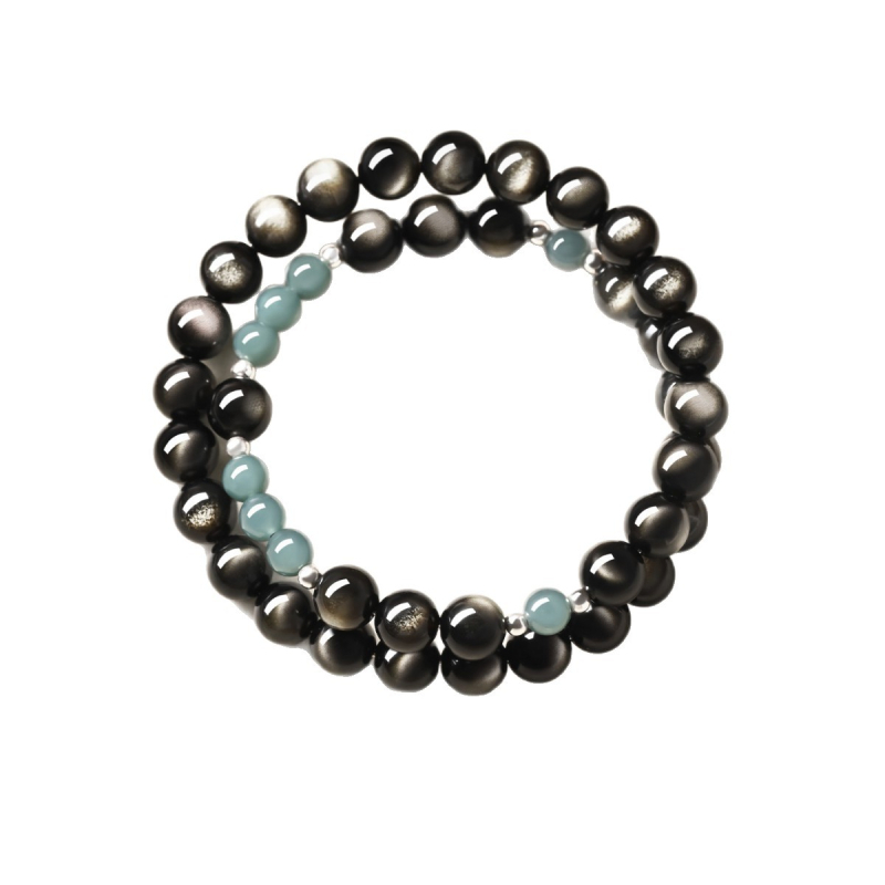 Narukvica od obsidijana, geometrijski dizajn, unisex, fino polirano, old-money stil