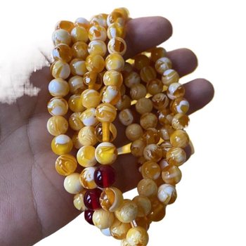 Náramok z prírodného jantáru a včelieho vosku, 108 korálikov, viacradový, ručne vyrobený, Budha korálky
