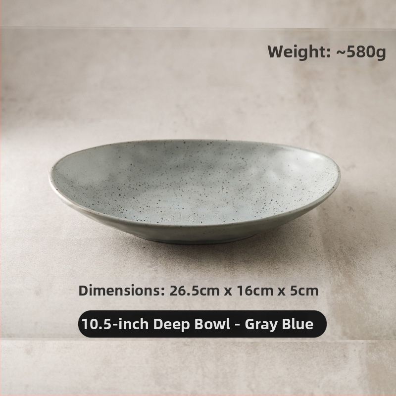 Japonų retro keraminė ovalinė lėkštė, tinkama žuvims, salotoms ir šaltoms patiekalams; mikrobangų krosnelė saugi