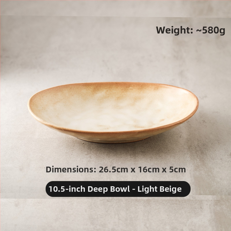 Japonų retro keraminė ovalinė lėkštė, tinkama žuvims, salotoms ir šaltoms patiekalams; mikrobangų krosnelė saugi