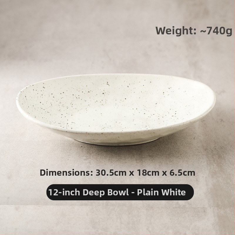 Japonų retro keraminė ovalinė lėkštė, tinkama žuvims, salotoms ir šaltoms patiekalams; mikrobangų krosnelė saugi