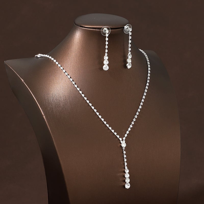 Set náhrdelníka a náušníc: luxusný lesk, zliatina, retiazka tkaná, prívesok Plexiglass, technika tkania, štýl Old Money