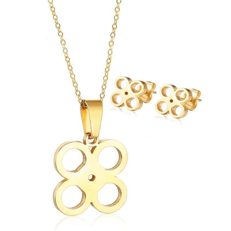 Két darabos készlet: nyaklánc és fülbevaló titánacélból, geometriai medál, elektroplakálás, Ins stílus