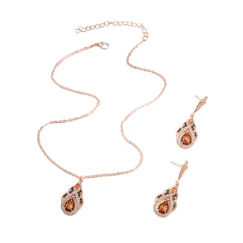 Ékszerkészlet: fülbevaló és nyaklánc bohemikusan retro etnikus stílusban, ötvözet, elektroplakolás, szabályos lánc, medál ötvözetből, 2025 tavasz