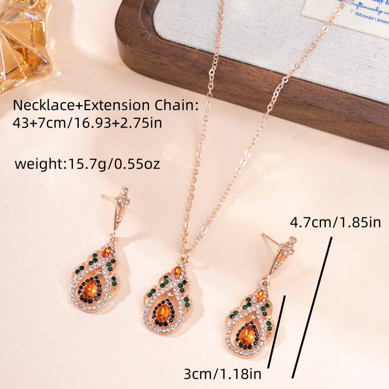 Ékszerkészlet: fülbevaló és nyaklánc bohemikusan retro etnikus stílusban, ötvözet, elektroplakolás, szabályos lánc, medál ötvözetből, 2025 tavasz