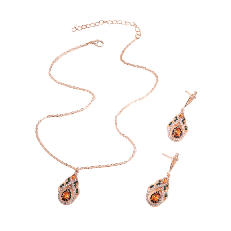 Ékszerkészlet: fülbevaló és nyaklánc bohemikusan retro etnikus stílusban, ötvözet, elektroplakolás, szabályos lánc, medál ötvözetből, 2025 tavasz