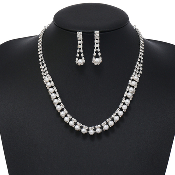 Set nakita: ogrlica i naušnice sa zirkonom i Rhinestone privjeskom, klasičan lanac, korejski stil, svježe i slatko