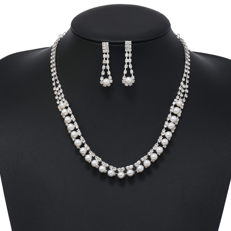Set nakita: ogrlica i naušnice sa zirkonom i Rhinestone privjeskom, klasičan lanac, korejski stil, svježe i slatko