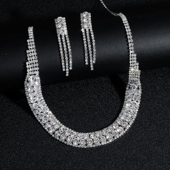Set nakita: ogrlica i naušnice - Rhinestone, dijamantno nanošenje, običan lanac, Machi Card