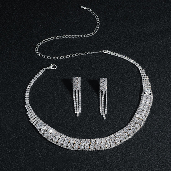 Set nakita: ogrlica i naušnice - Rhinestone, dijamantno nanošenje, običan lanac, Machi Card