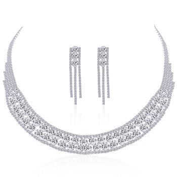 Set nakita: ogrlica i naušnice - Rhinestone, dijamantno nanošenje, običan lanac, Machi Card