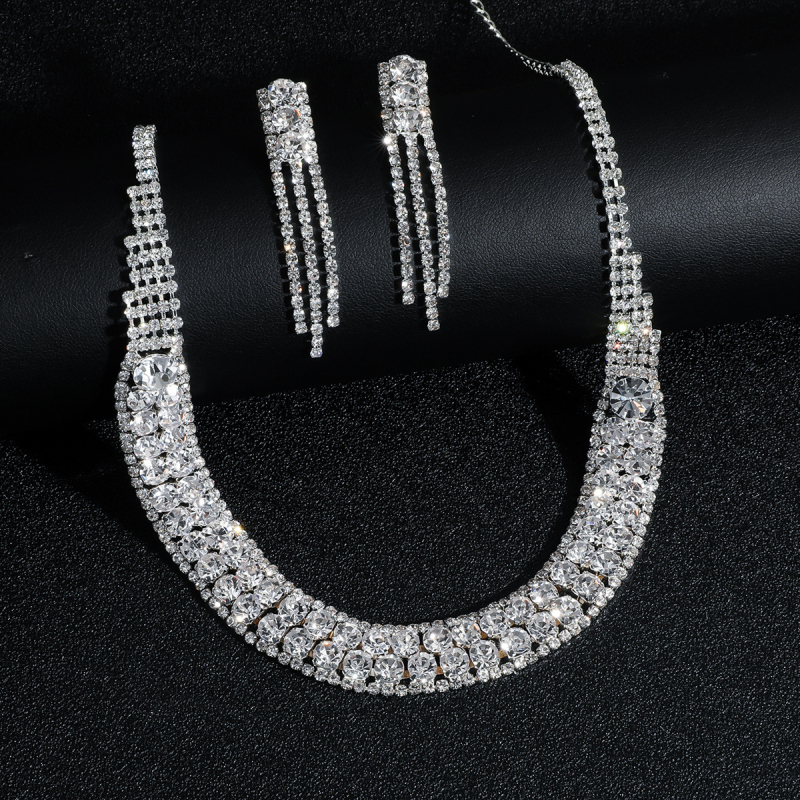 Set nakita: ogrlica i naušnice - Rhinestone, dijamantno nanošenje, običan lanac, Machi Card