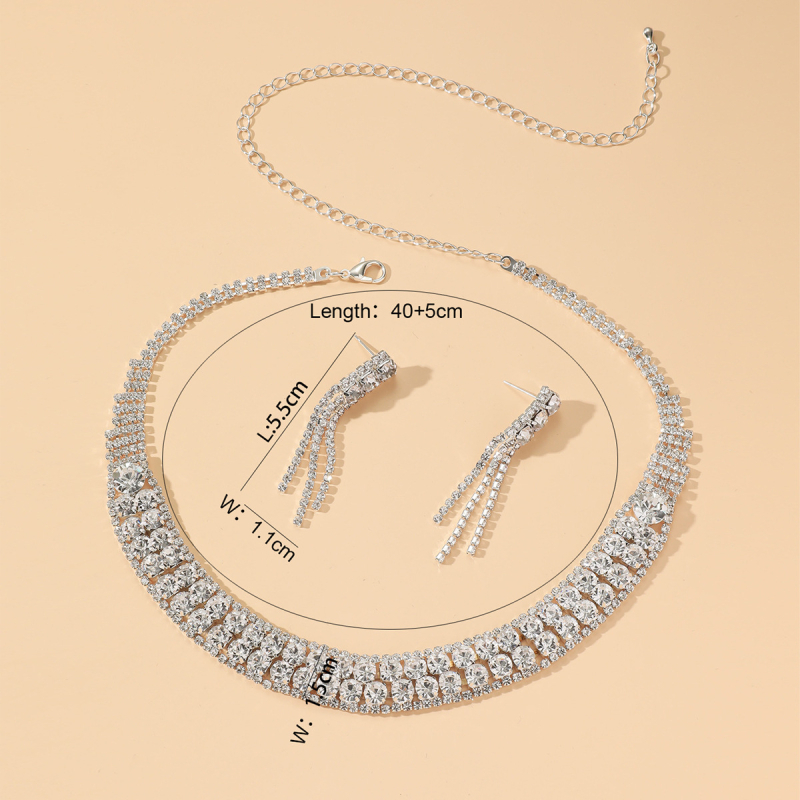 Set nakita: ogrlica i naušnice - Rhinestone, dijamantno nanošenje, običan lanac, Machi Card