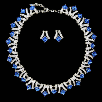 Geometriai ötvözet nyaklánc és fülbevaló készlet beépített kövekkel – retro stílus, nőknek, 2024 tavasz