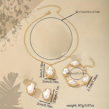Set nakita s nepravilnom bisernom perlom – legura, elektroplating, O-vezica, elegantan stil