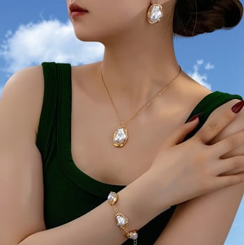 Set nakita s nepravilnom bisernom perlom – legura, elektroplating, O-vezica, elegantan stil