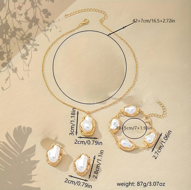 Set nakita s nepravilnom bisernom perlom – legura, elektroplating, O-vezica, elegantan stil