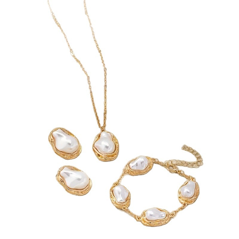 Set nakita s nepravilnom bisernom perlom – legura, elektroplating, O-vezica, elegantan stil