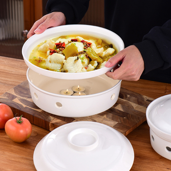 Ovalus keraminis garavimo padėklas maistui šildyti (keramika, ovalus formos, mikrobangų krosnelė atspari, paprastas stilius, pritaikomas)