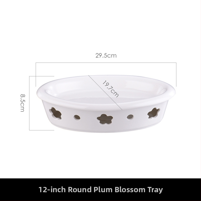 Ovalus keraminis garavimo padėklas maistui šildyti (keramika, ovalus formos, mikrobangų krosnelė atspari, paprastas stilius, pritaikomas)