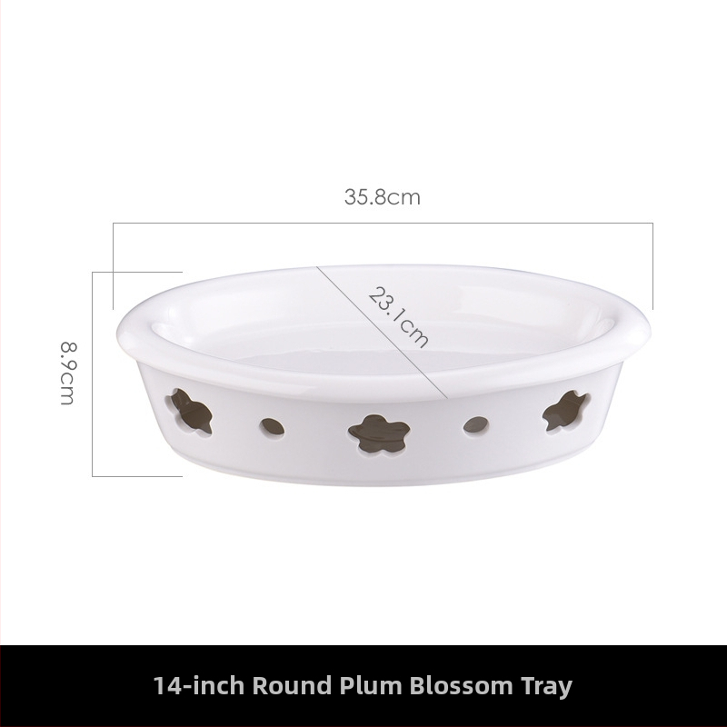 Ovalus keraminis garavimo padėklas maistui šildyti (keramika, ovalus formos, mikrobangų krosnelė atspari, paprastas stilius, pritaikomas)