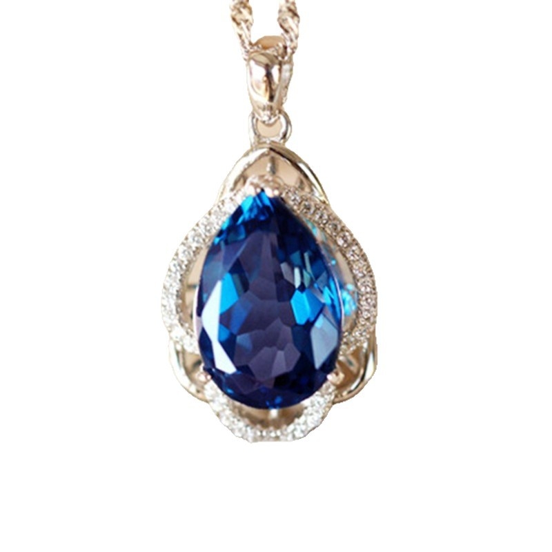 Nyaklánc csepp alakú cirkón medállal, réz anyagból, elektroplakálás, keresztlánc, XL-115