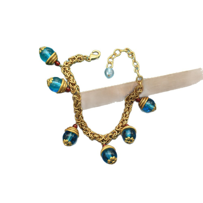 Bakreni set ogrlice i narukvice s Liuli privjeskom, uvijeni lanac, elektroplating, nebeski motiv