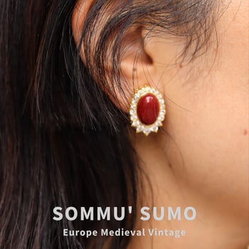 Cirkón nyaklánc és fülbevaló készlet, aranyozott rézből, geometriai dizájn, szintetikus galambvér rubinok