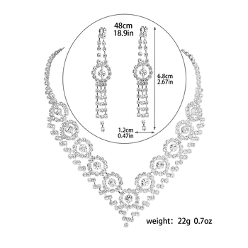 Set ogrlice i naušnica od strassa | Materijal: strass • Lanac: običan • Privjesak: strass • Set: naušnice + ogrlica • Stil: žene, jednostavan
