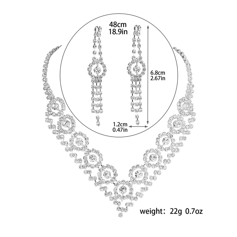Set ogrlice i naušnica od strassa | Materijal: strass • Lanac: običan • Privjesak: strass • Set: naušnice + ogrlica • Stil: žene, jednostavan