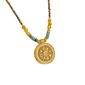 Kugličasti lanac s privjeskom od 18K zlata, geometrijski oblik, pastoralni stil, unisex