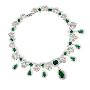 Šperkový set: zirkónový náhrdelník a náušnice, meďová základňa s vsadeným zirkónom, tvar kvapky vody, vzor srdce/kvapka/zvonček