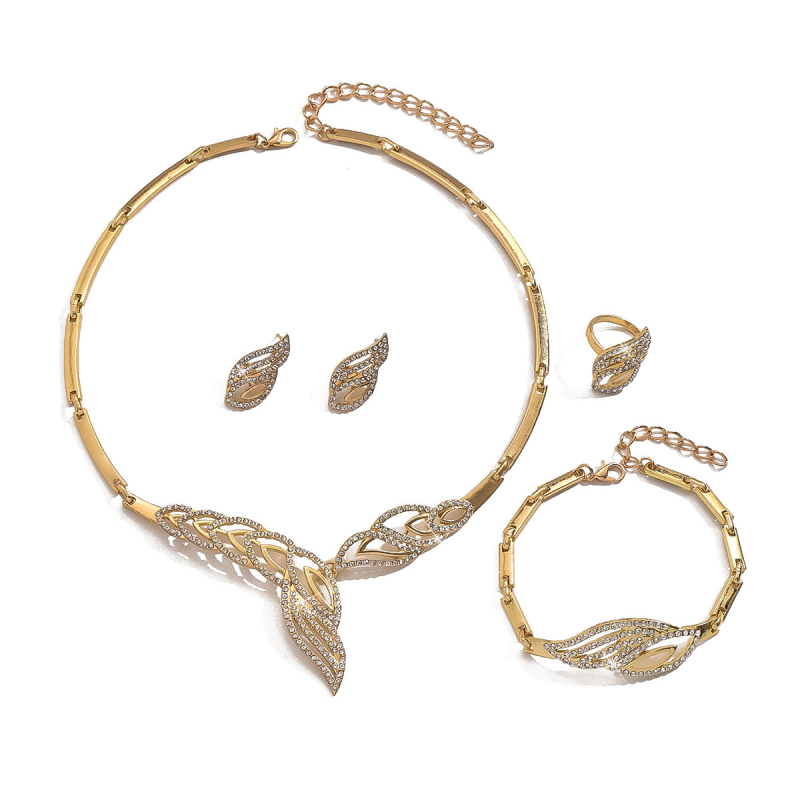 Delicate Jewelry Sastav od legure: ogrlica, naušnice, narukvica i prsten – elektroplatirana legura, običan lanac, privjesci Love/Water Drops/Bell (Proljeće 2025)