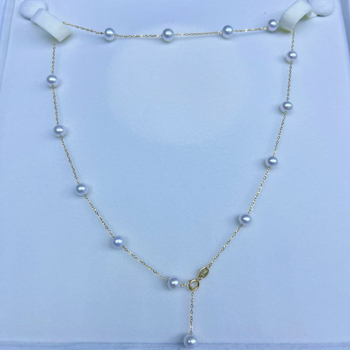 Ogrlica Saint Grace Jewelry s prirodnim slatkovodnim biserima, 5–6 mm savršeni okrugli biseri, 18k zlato