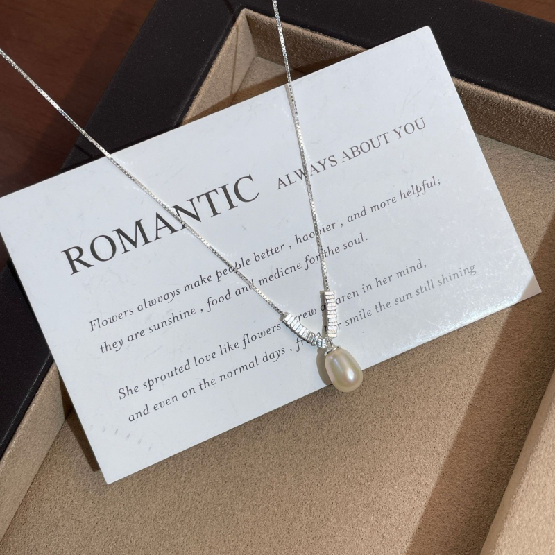 Tich S925 srebro, prirodni biser slatkovodne, minimalistička ogrlica od fragmentiranog srebra, lančić za ključnu kost za žene