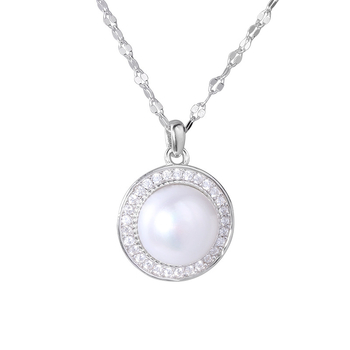 Nakit od 925 sterling srebra s okruglom prirodnim perlom i dijamantom – za žene, lanac ključne kosti, elegantan lagani luksuz N7257