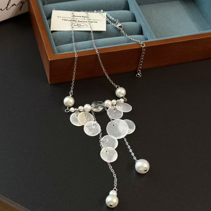 Ogrlica s umjetnim perlama, elektroplating, geometrijski oblik, lanac ključne kosti, opseg 41–50 cm