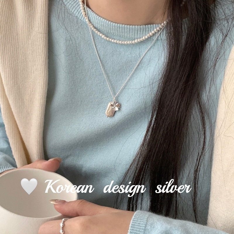 Colier cu pandantiv în formă de floare din argint 925, lanț șarpe, design multistrat