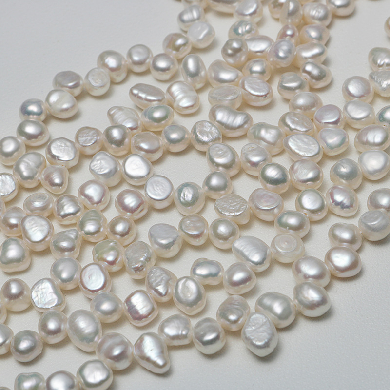 6-7 mm perle s tri rupe, dvostrano sjajne Barokne oblike, prirodne slatkovodne biserne perle, bijele, slobodne perlice za ogrlicu – poluproizvod