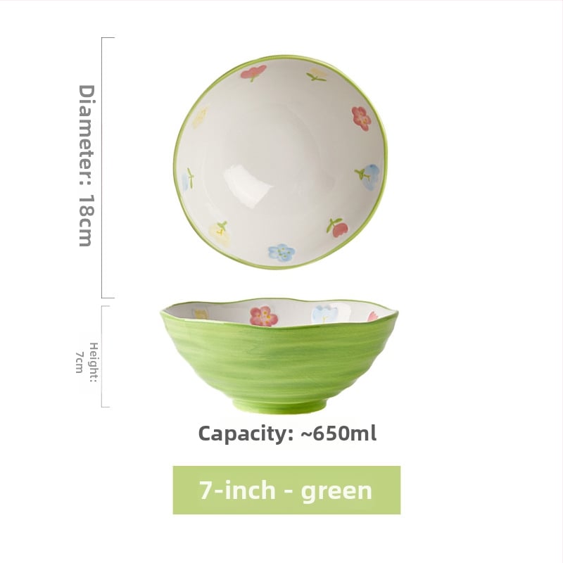 Porcelanska zdjela za juhu s cvjetnim uzorkom, okrugla, pogodna za mikrovalnu pećnicu, podglazirana površina