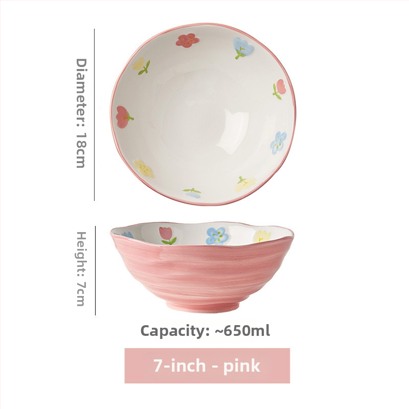 Porcelanska zdjela za juhu s cvjetnim uzorkom, okrugla, pogodna za mikrovalnu pećnicu, podglazirana površina