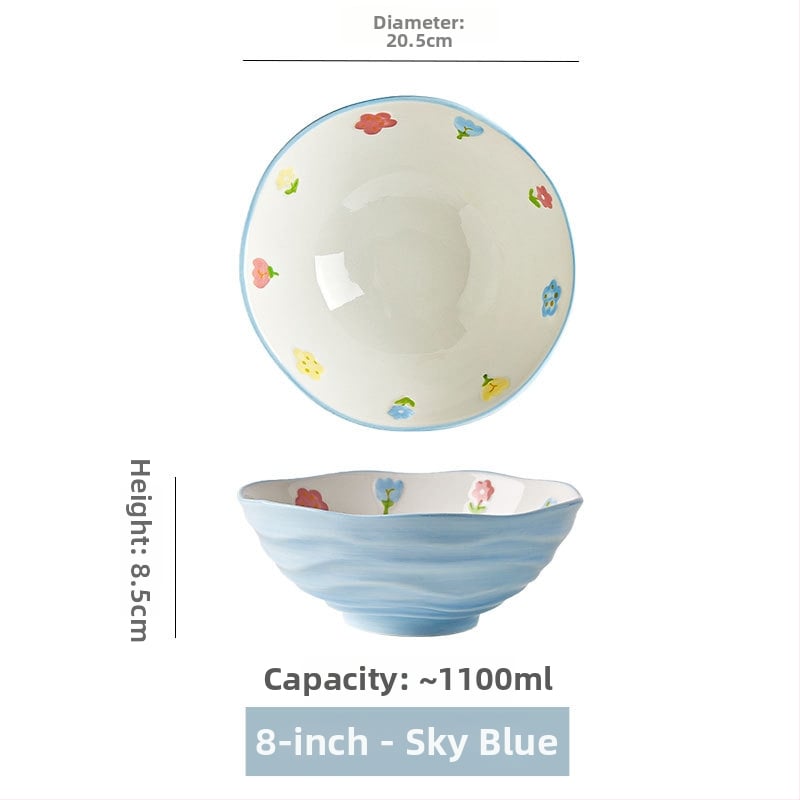 Porcelanska zdjela za juhu s cvjetnim uzorkom, okrugla, pogodna za mikrovalnu pećnicu, podglazirana površina