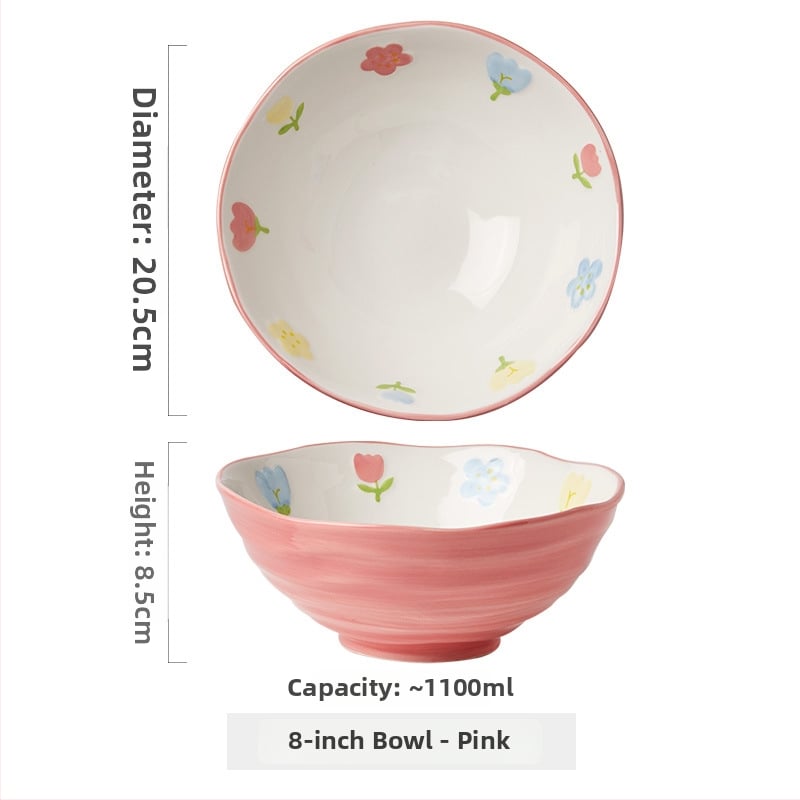 Porcelanska zdjela za juhu s cvjetnim uzorkom, okrugla, pogodna za mikrovalnu pećnicu, podglazirana površina