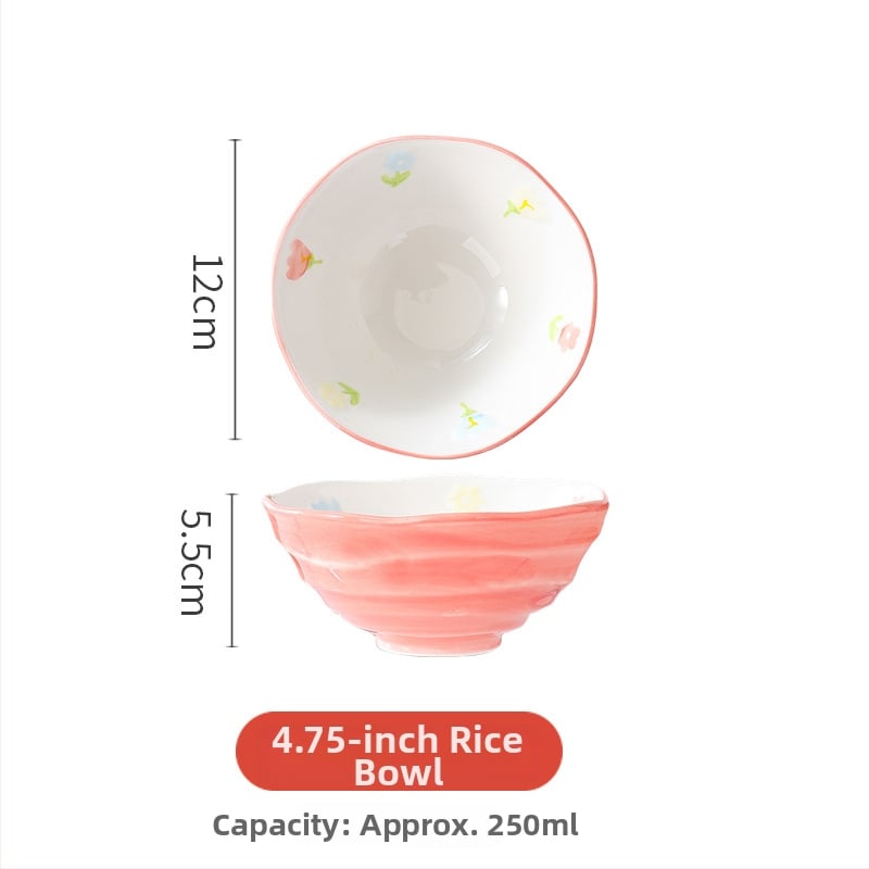 Porcelanska zdjela za juhu s cvjetnim uzorkom, okrugla, pogodna za mikrovalnu pećnicu, podglazirana površina