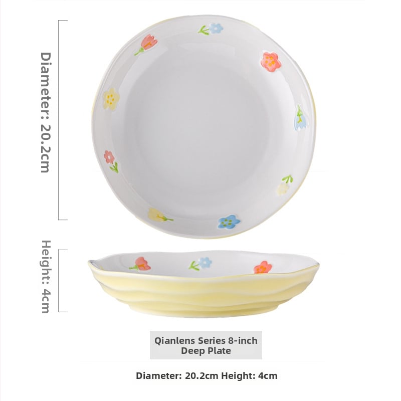 Porcelanska zdjela za juhu s cvjetnim uzorkom, okrugla, pogodna za mikrovalnu pećnicu, podglazirana površina