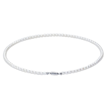 Ogrlica od slatkovodnih bisera, okrugle perle 3-4 mm, bijele, duljina 41-50 cm, srebrni lanac 925, elegantan minimalistički stil