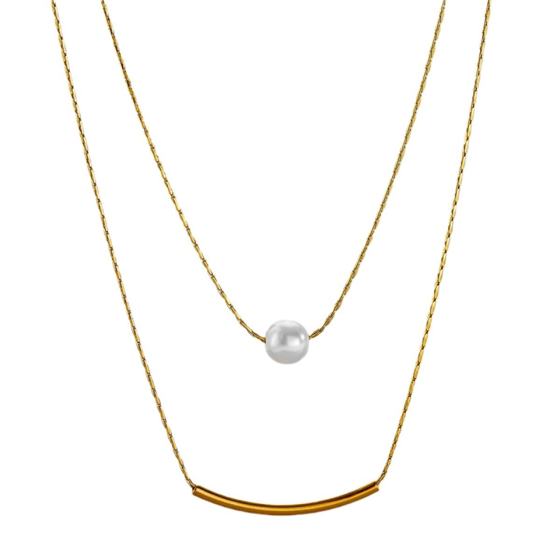 Višeslojna ogrlica od titan čelika s geometrijskim minimalističkim dizajnom, obican lanac