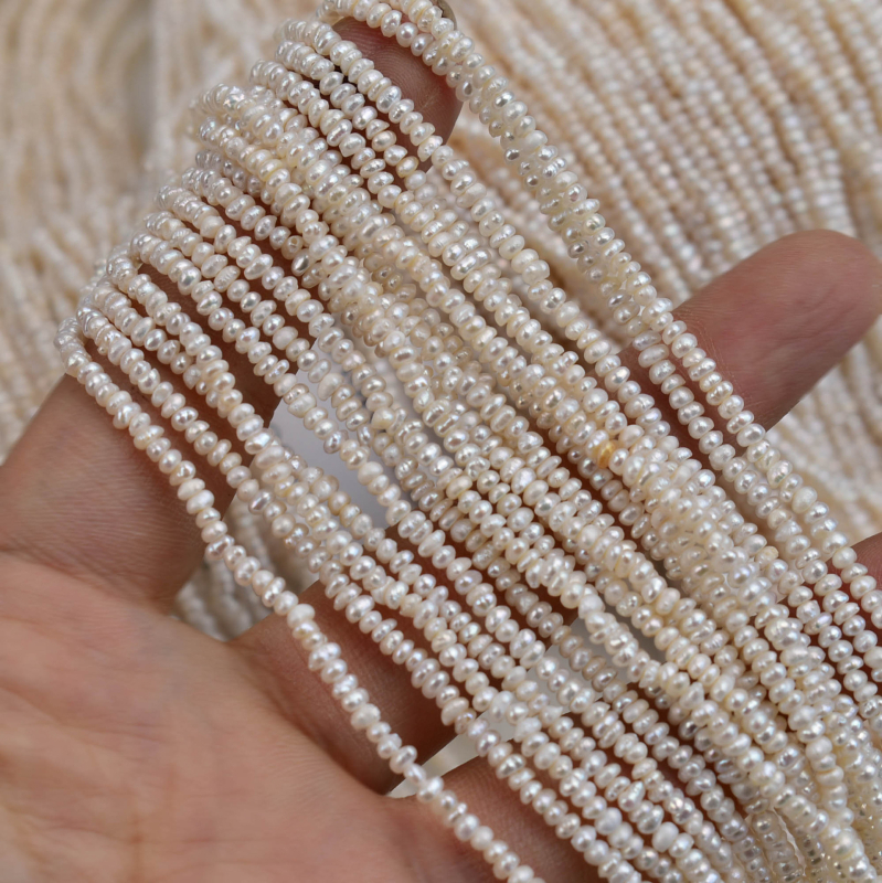 Prirodne slatkovodne plosnate perle, 2–3 mm, polugotov dijelovi za ogrlice DIY