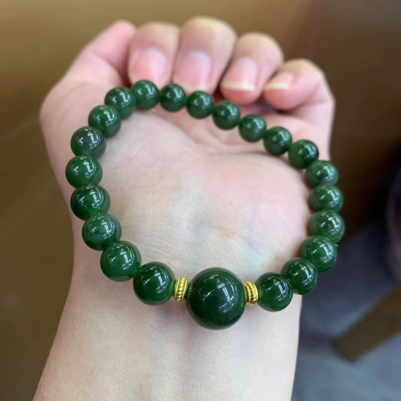 Narukvica od prirodnog jaspisa, okrugle perle, polirana, čistoća VS