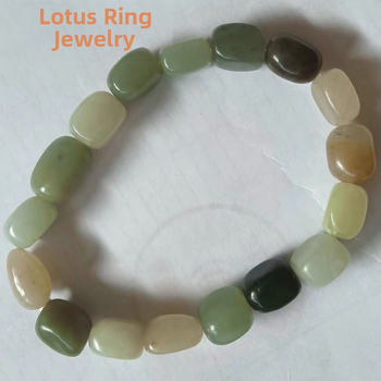 Nefrito karoliukų apyrankė - natūralus nerafinuotas akmuo, vienos kilpos, unisex